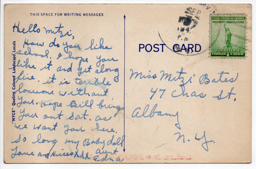 Greetings From Dormansville NY Vintage Linen Postcard White Border Postmarked - Picture 2 of 10