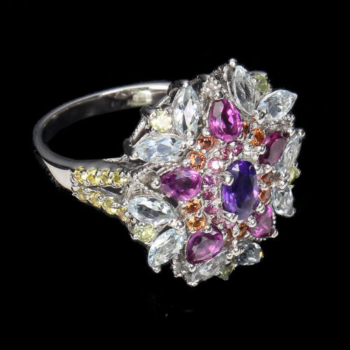 Sommer 925 Silberring Oval Amethyst Aquamarin Peridot Edelstein Schmuck Größe - Bild 3 von 14