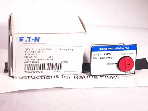 EATON 4KES250T CIRCUIT BREAKER RATING PLUG FOR SER C K FRAME 250A - 3 AVAILABLE