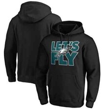 NEW Philadelphia Eagles NFL Pullover Hoodie Sweatshirt Men's XL Black Let's Fly