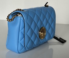 NWT $1325 Versace Quilted Lamb Leather Blue Small Shoulder Bag DBFI163S Italy