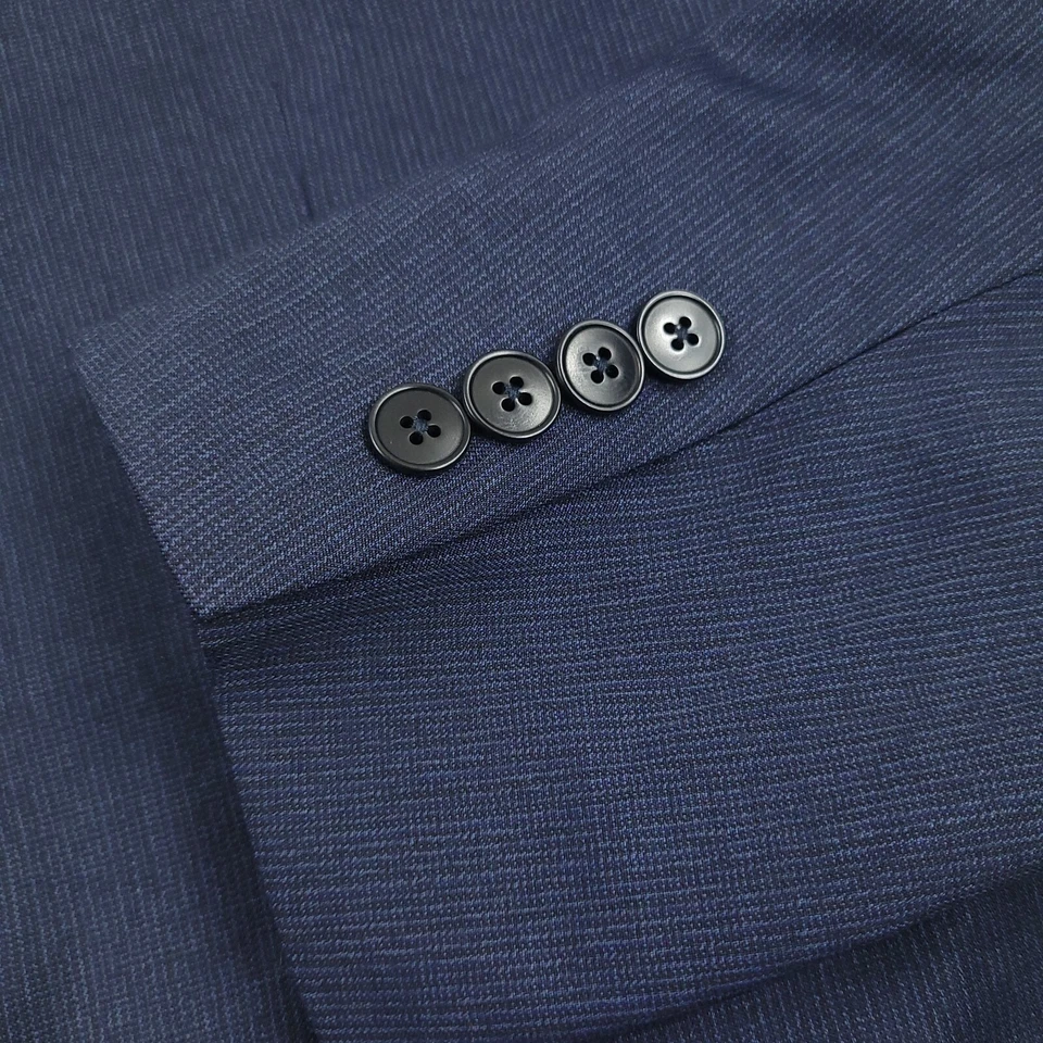 $475 Armani Exchange Modern Fit Blue AX Wool Suit Jacket Blazer Mens Size 44L - Image 2 of 4