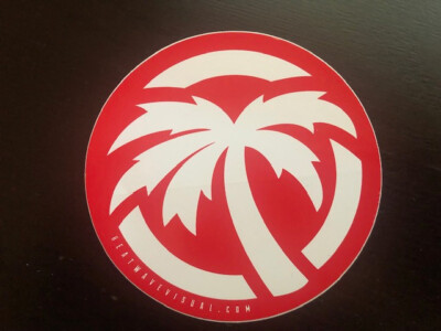HEATWAVE Visual STICKER 3 1/2'' Round Red White Palm Logo USA PALM