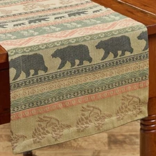 Bear Ridge Rustic Jacquard Cotton Country Cabin Lodge Table Runner