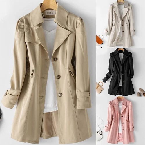 Woman Windbreaker Overcoat Single-breasted Mid-Long Autumn  Coat Trench Coats