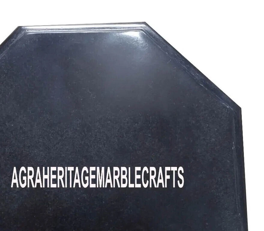 Mesa esquinera centro comedor octágono mármol negro hecha a mano decoración del hogar H3535 Foto 3 de 4