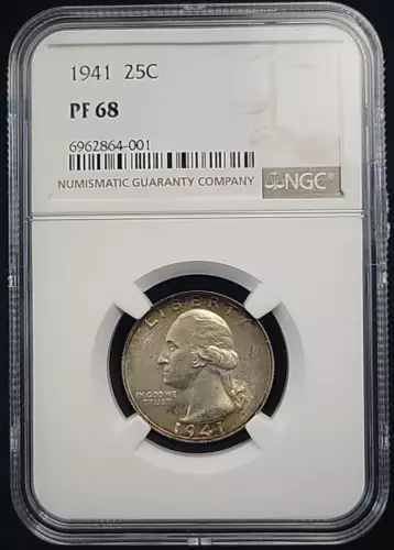 1941 Proof Washington Quarter 25c NGC PF68 | Gorgeous Old Proof | PR68 See Pics