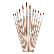 12pcs Paint Brushes Set Nylon Hair fr Oil Watercolor Artist Painting Art Drawing