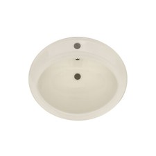 Canal Oval Shaped Drop-In Bathroom Vanity Sink 21-3/4" X 18 5/8" Ivory Porcelain