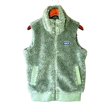 Patagonia Deep Pile Sherpa Vest Style Womens Medium Green Zip 25120