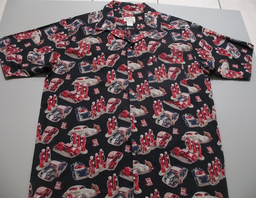 TEQUILA BLUES Pacific Camp Shirt Mens L Gas Pump Vintage USA Notch Lapel - Picture 2 of 6