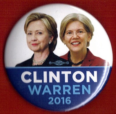 2016 Hillary Clinton-Elizabeth Warren 2.25'' / VP Hopeful Campaign Button(Pin 17)