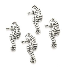 BLUK 100Pcs Seahorse Charms DIY Jewelry Making Pendants Antique Silver