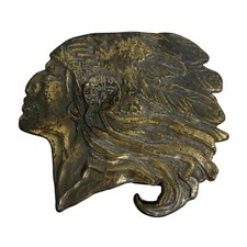 VTG Native American Headdress Design Antiqued Brass Finish Belt Buckle Western