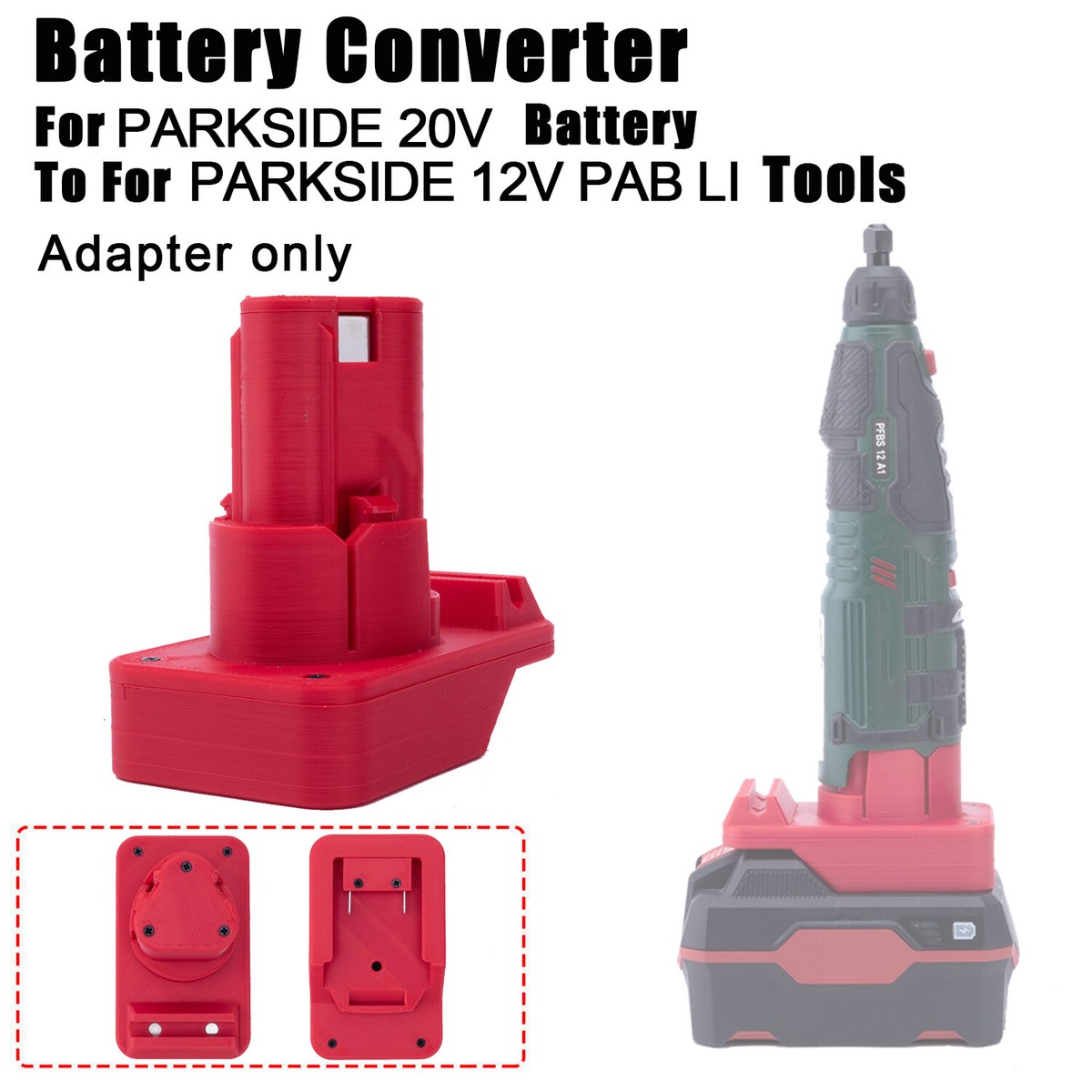 Adapter For PARKSIDE 20V Li-ion Battery To For PARKSIDE 12V PAB LI