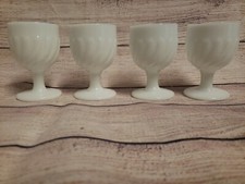 4 VTG MILK GLASS EGG CUSTARD DESSERT SORBET CUPS 3-1/2 PEDESTAL FOOTED