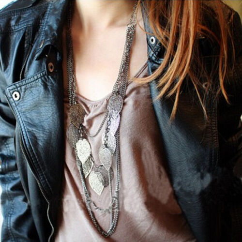 Bohemian Leaves Multi-layer Long Necklace Pendant Chain Fashion JewelrATL3 - Picture 1 of 12