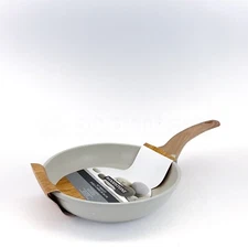 Natural Elements Woodstone Big Skillet/Frying Pan Nonstick Heavy Duty 12” Ivory