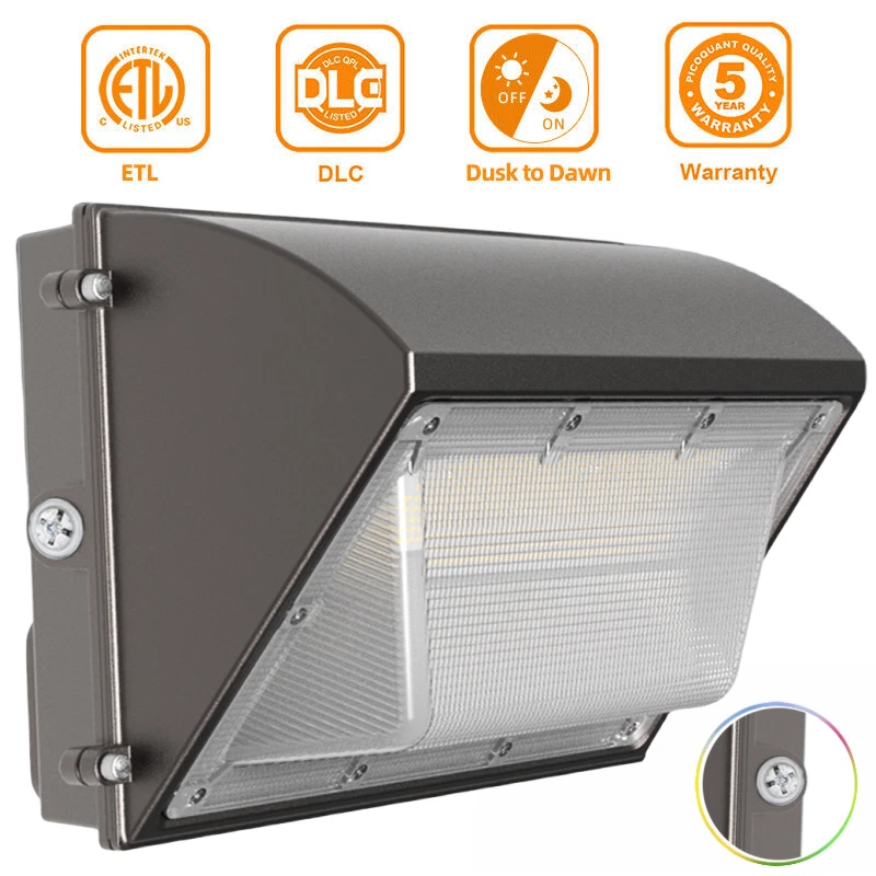 150W LED Wall Pack Outdoor Commercial Industrial Security Light Dusk-to-Dawn DLC