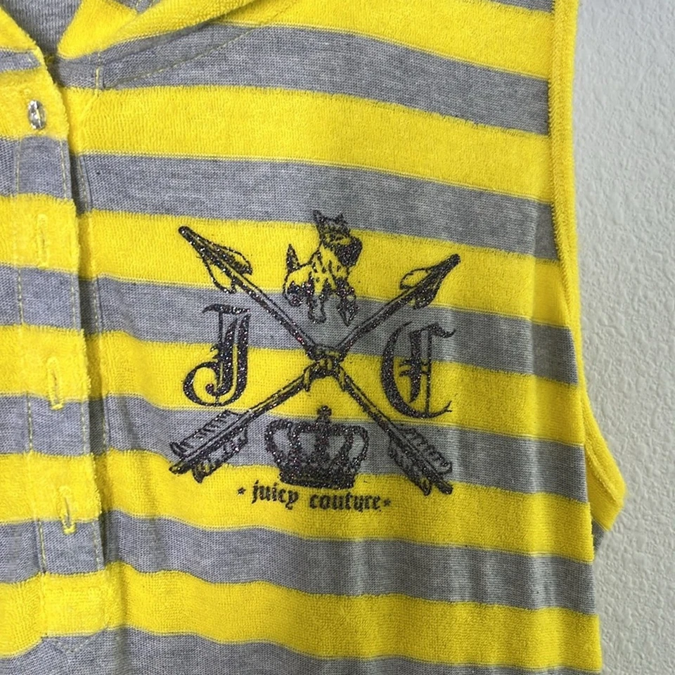 Mameluco Juicy Couture tela de rizo a rayas amarillas - estilo años Y2K y 90 talla M L Foto 4 de 4