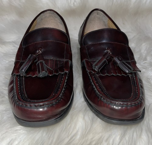 Mocassini uomo Nunn Bush Keaton nappa taglia 10M pelle bordeaux slip-on Oxford - Foto 9 di 14