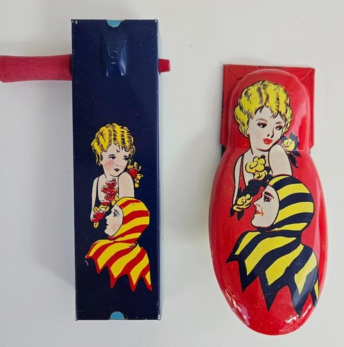 Vintage Kirchhof New Jersey Tin Litho Harlequin Jester Clicker & Noisemaker