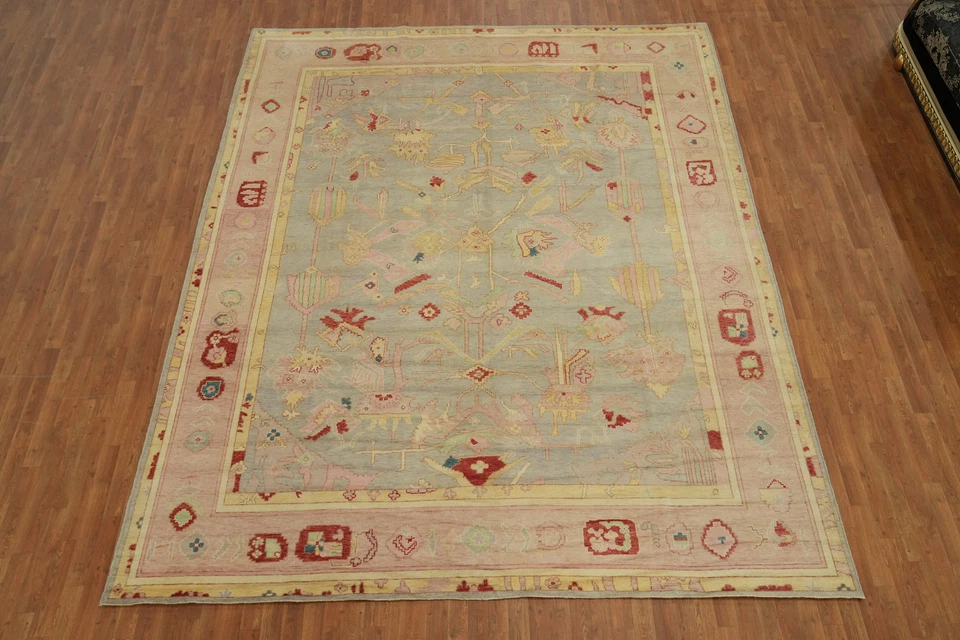 Transitional Oushak Turkish Area Rug 10x13 Ft Vegetable Dye Handmade Wool Carpet - Image 2 of 4