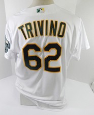 2020 Oakland A's Athletics Lou Trivino #62 Game Used White Jersey 48 DP46939