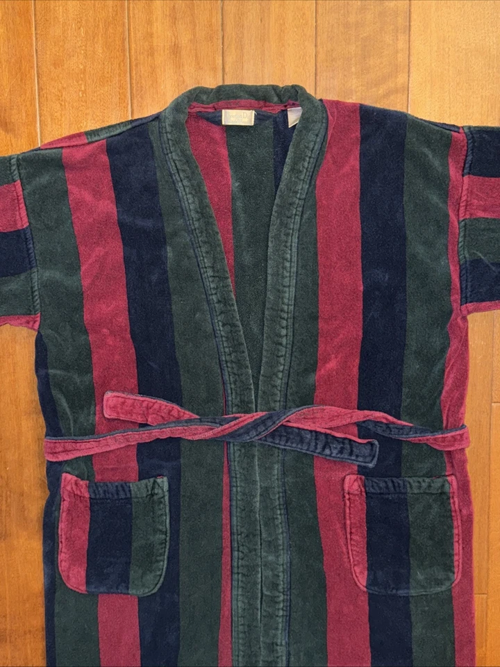 Bata de baño Christian Dior vintage de cámara para hombre talla única a rayas multicolor de colección Foto 3 de 4