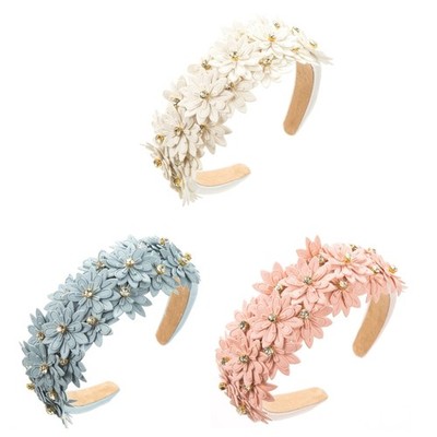 Elegant Leather Flower Headband Female Hairband Showcasing Your Personal Charm