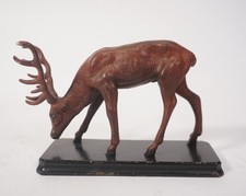 Rarit&auml;t SHW Eisen Kunst Guss 20173 &Auml;sender Hirsch Figur Kupferton auf Sockel
