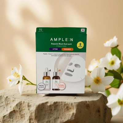 Lifting & Radiance | Ampoule Facial Sheet Mask Dual Pack from AMPLE:N   8 Pack