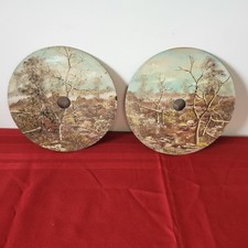 Vintage Hand Painted Circular Saw Blade Art Set Rustic Landscape Decor