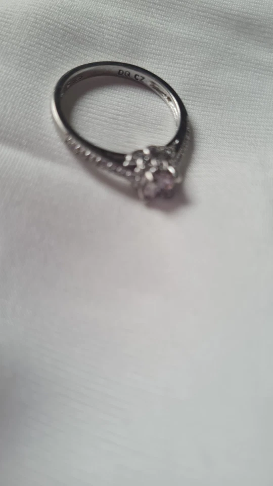 Stunning Pink Cubic Zirconia Princess Sterling Silver Ring 56 - Image 4 of 4