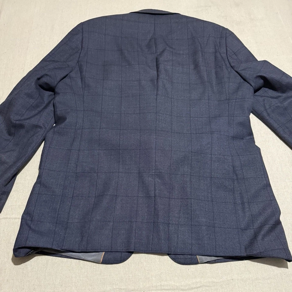 Tiglio Luxe Men's 46L Dolcetto Jacket Blue Plaid Wool Blazer Sport Coat - Image 2 of 4