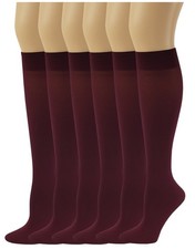 6 Pairs Women Opaque Stretchy Spandex Knee High Trouser Socks Ladies Hosiery