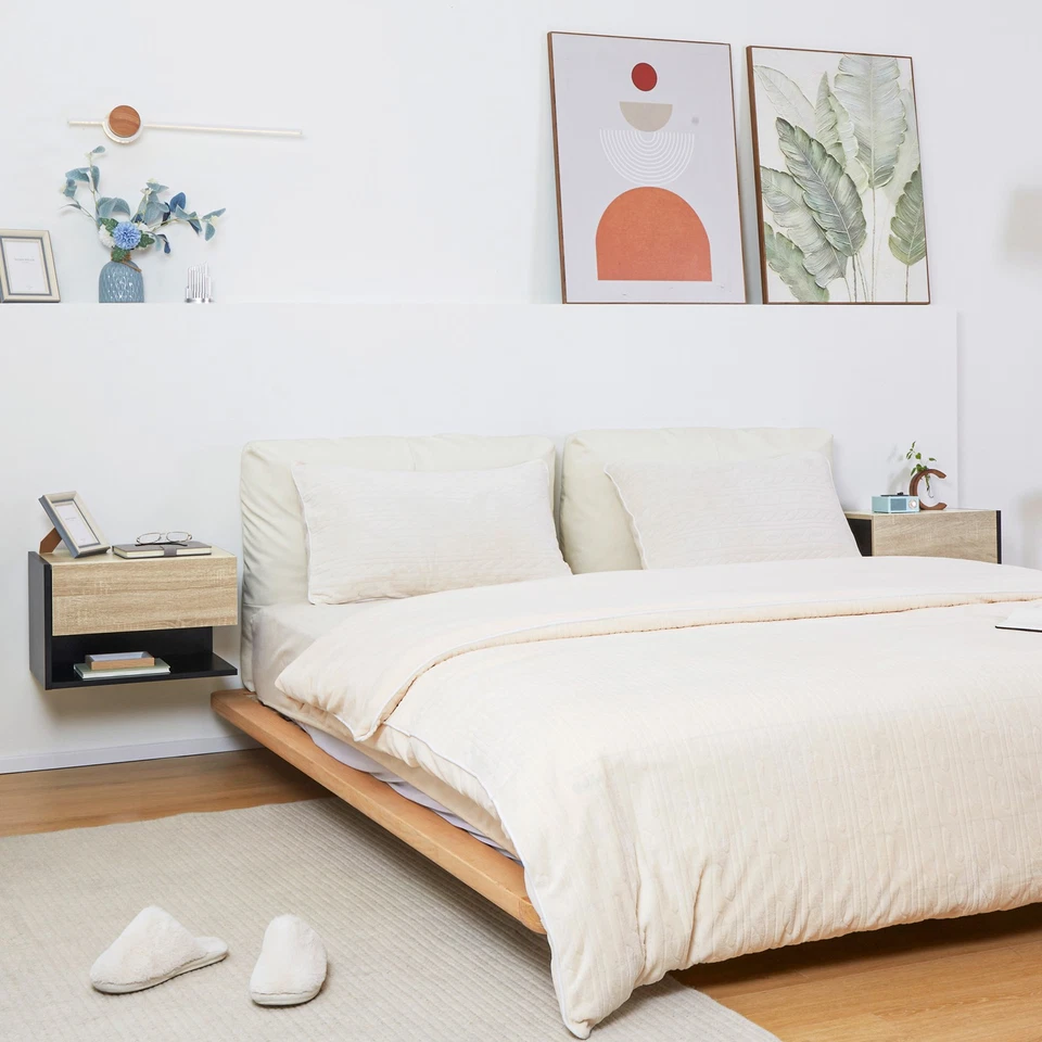 HOMCOM Table de chevet 46x30x30cm Noir - Photo 2/4