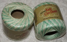 2 Balls, J & P Coats, "Cotton Knit-Cro-Sheen", #10, Mercerized Crochet Thread