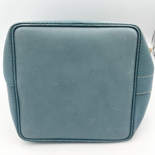 Delvaux Bucket Shoulder Bag Emerald Blue Leather 2Way Adjustable Strap Excellen - Picture 9 of 11