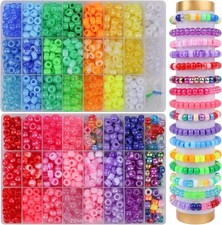 2600PCS Pony Beads, 47 Colors 9mm Friendship Bracelets Making Kit, Rainbow Large