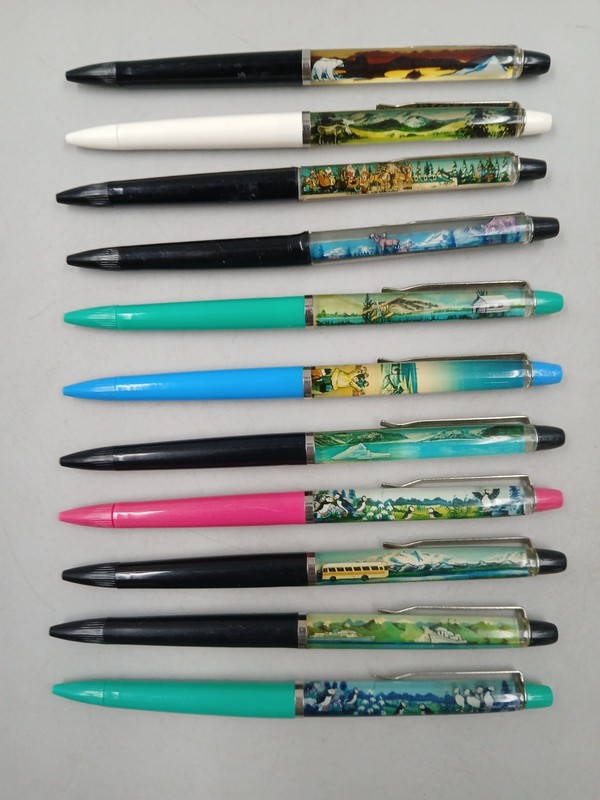 Lot of 11 Vintage Danish Eskesen Alaska-Themed "Floaty" Pens