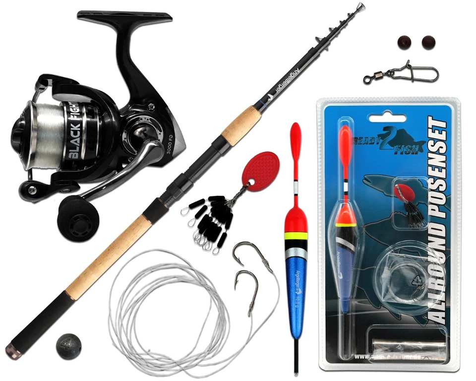 ANGEL-BERGER Angel Berger Tele Angelset Allround Rute Rolle mit Zubehör