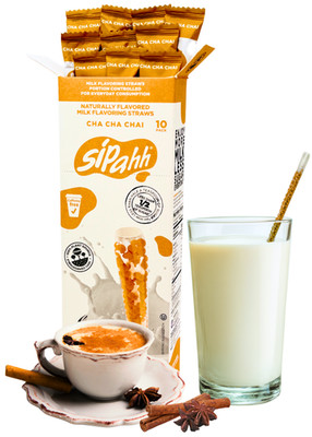 Sipahh Milk Flavoring Straws - Cha Cha Chai - 10 Pack Gluten Free Vegan Friendly