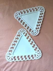 Set of 2 Vintage Westmoreland Milk Glass Triangle Open Lace Edge Plates