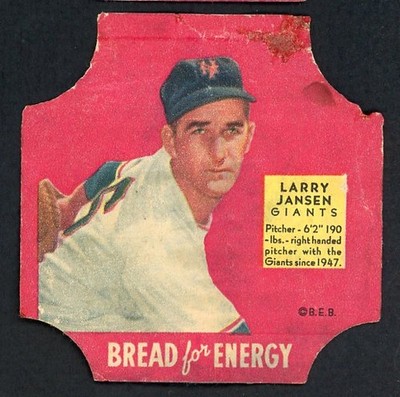1951 FISCHERS BREAD LARRY JANSEN GIANTS GD-VG W/TAB 436334 (KYCARDS)