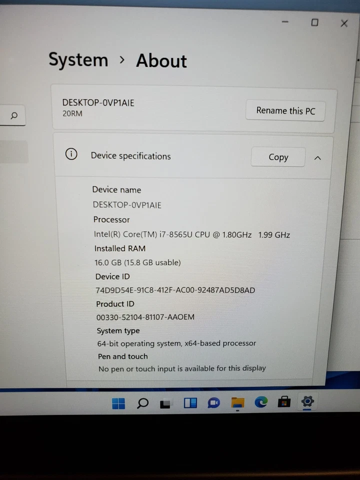 Portátil Lenovo ThinkBook 14s-IWL 14" i7-8565U 16GB RAM 512GB SSD Win11 #69 Foto 2 de 4