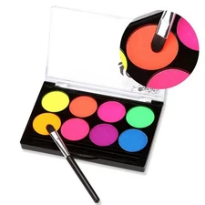 1Pc UV Fluorescent Face Body Paint Palette with a Brush Halloween Party Makeup