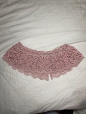 Vintage 80s Pink Rosette Lace Capelet Collar Sheer Romantic Coquette Bib
