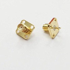 10Pcs SMA Female 4-Hole Panel Mount Flange RF Coax Connector Solder Cup Straight