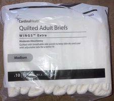 Cardinal Health Quilted Adult Briefs Wings Diapers Moderate Absorbency 10 Medium